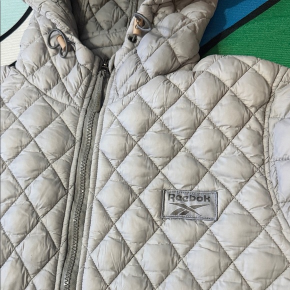 Reebok Light Gray Quilted Hooded Jacket Women's XL ( Pre-owned ) - Picture 2 of 14